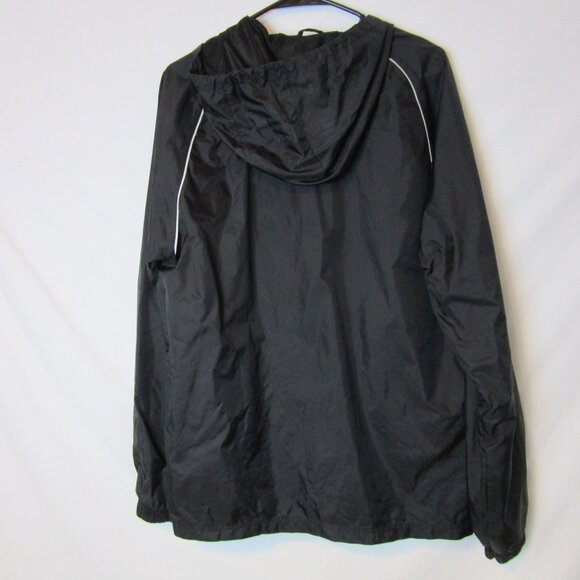 Adidas Black Windbreaker Rain Jacket Men's Medium Basic Sporty Zip Hood Pockets - Picture 5 of 7